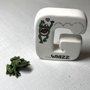 Frog Decor & Letter G with WHIZZ - White and Green. Fun. G-WHIZZ